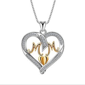 COPY - 925 sterling silver heart mom necklace.